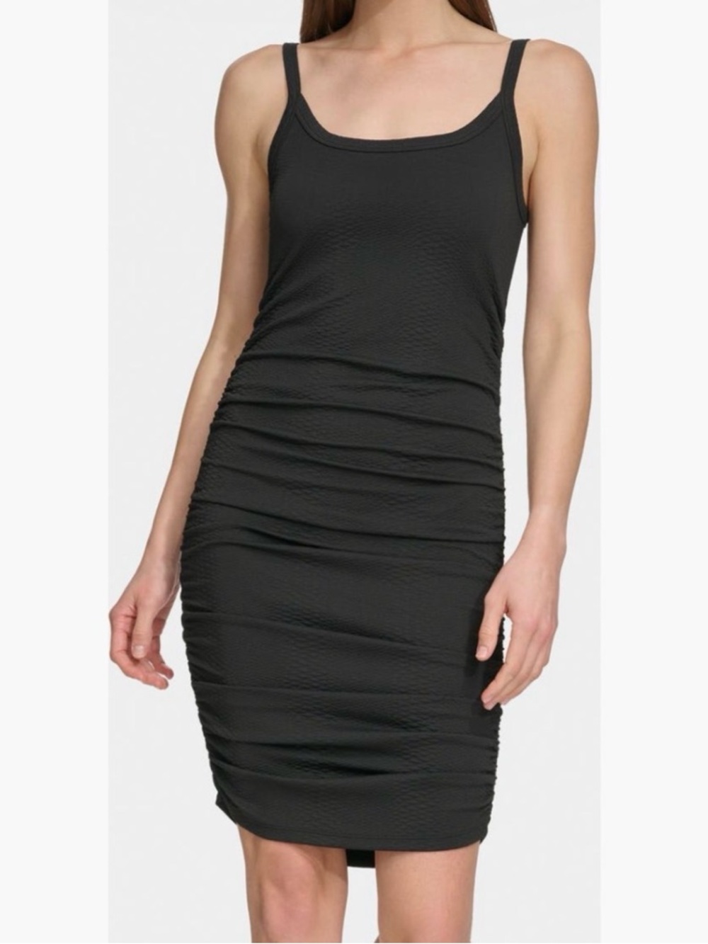 Donna Karan Black Ruched Tank Bodycon Dress